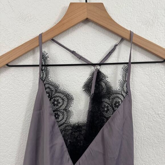 NEW NWT Free People Starlight V-Neck Lace Trim Cami Top Silver Mauve Purple S - Picture 5 of 11
